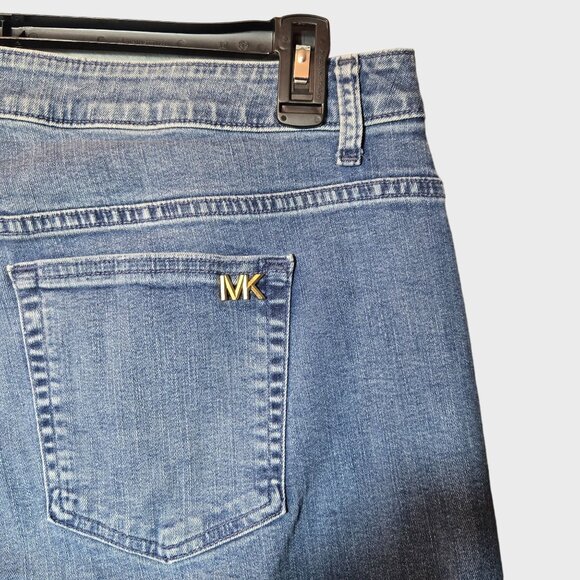 Michael Kors Selma Cropped Flare High Rise Jeans Plus Size Frayed Button Fly NWT - Picture 5 of 10